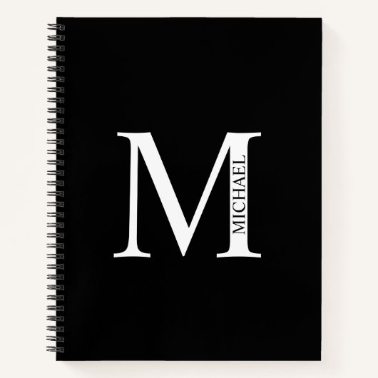 Gepersonaliseerd Elegant Monogram en Naam Notitieb Notitieboek (Voorkant)