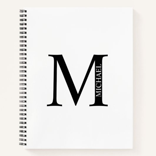 Gepersonaliseerd Elegant Monogram en Naam Notitieb Notitieboek (Voorkant)