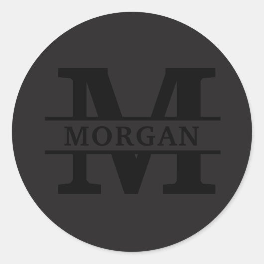 Gepersonaliseerd Elegant Monogram en Naam Ronde Sticker (Voorkant)