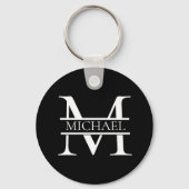 Gepersonaliseerd Elegant Monogram en Naam Sleutelhanger (Voorkant)