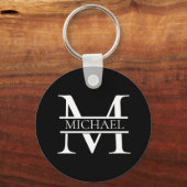 Gepersonaliseerd Elegant Monogram en Naam Sleutelhanger (Voorkant)