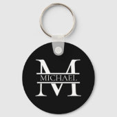 Gepersonaliseerd Elegant Monogram en Naam Sleutelhanger (Achterkant)