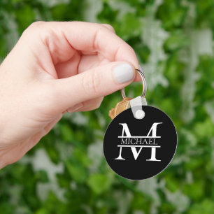 Gepersonaliseerd Elegant Monogram en Naam Sleutelhanger
