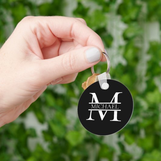 Gepersonaliseerd Elegant Monogram en Naam Sleutelhanger (Hand)