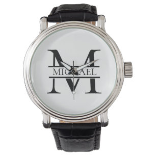 Gepersonaliseerd Elegant Monogram en Naam Wit Horloge