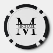 Gepersonaliseerd Elegant Monogram en Naam Wit Poker Chips (Achterkant)