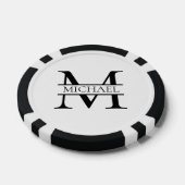 Gepersonaliseerd Elegant Monogram en Naam Wit Poker Chips (Enkel)