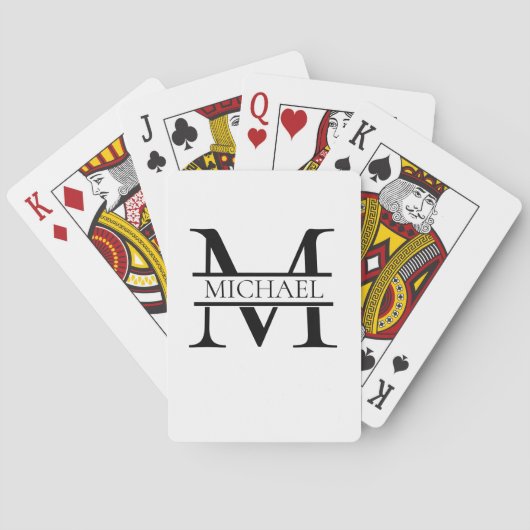 Gepersonaliseerd Elegant Monogram en Naam Wit Pokerkaarten (Achterkant)