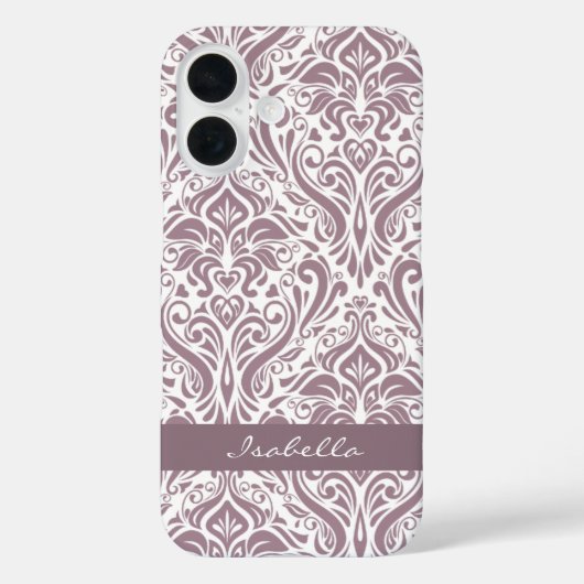 Gepersonaliseerd Elegant Oude Lavendel Damaskpatro Case-Mate iPhone Case (Achterkant)