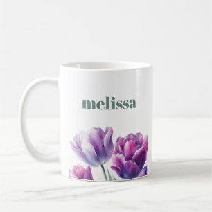 Gepersonaliseerd Elegant paarse Monogram Koffiemok