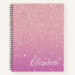  Gepersonaliseerd Elegant Pink Ombre Glitter Notit Notitieboek