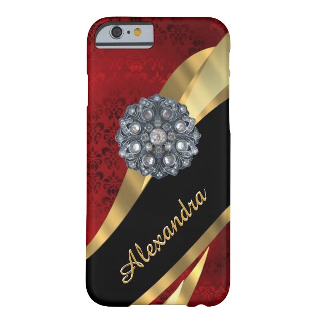 Gepersonaliseerd  elegant rood demaspatroon Case-Mate iPhone case (Achterkant)