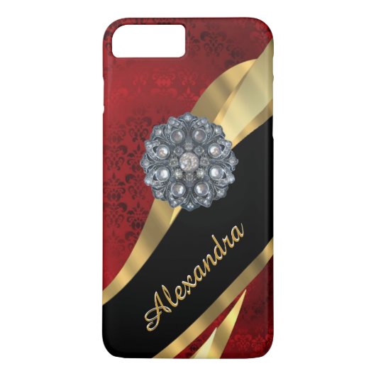 Gepersonaliseerd  elegant rood demaspatroon Case-Mate iPhone case (Achterkant)