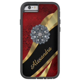 Gepersonaliseerd  elegant rood demaspatroon iPhone 13 hoesje