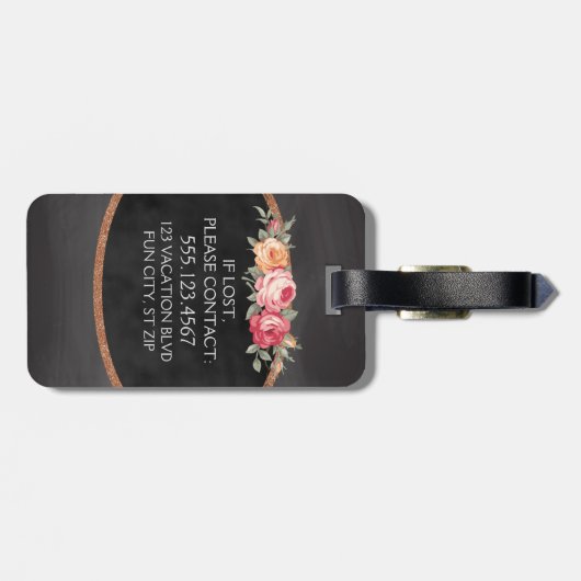Gepersonaliseerd Elegant Roos Chalkboard Bagagelabel
