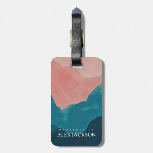 Gepersonaliseerd Elegant Roze Blauw in de openluch Bagagelabel (Achterkant verticaal)