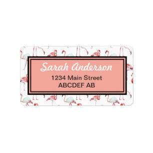 Gepersonaliseerd Elegant Roze Flamingo patroon Etiket