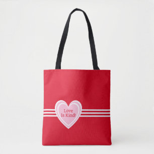 Gepersonaliseerd Elegant Roze Wit Liefde Hart Rood Draagtas