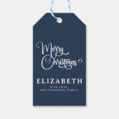 Gepersonaliseerd Elegant Script Merry Christmas Cu Cadeaulabel (Voorkant)