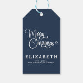 Gepersonaliseerd Elegant Script Merry Christmas Cu Cadeaulabel (Achterkant)