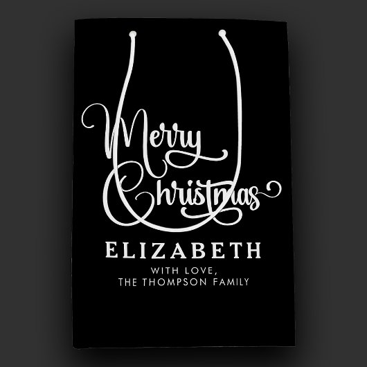 Gepersonaliseerd Elegant Script Merry Christmas Cu Medium Cadeauzakje