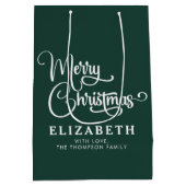 Gepersonaliseerd Elegant Script Merry Christmas Cu Medium Cadeauzakje (Achterkant)