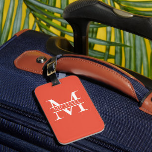 Gepersonaliseerd Elegant Sinaasappel Monogram en N Bagagelabel