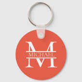 Gepersonaliseerd Elegant Sinaasappel Monogram en N Sleutelhanger (Voorkant)