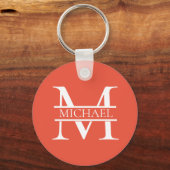 Gepersonaliseerd Elegant Sinaasappel Monogram en N Sleutelhanger (Voorkant)