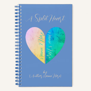 Gepersonaliseerd Elegant Split Heart Yellow Blue J Notitieboek