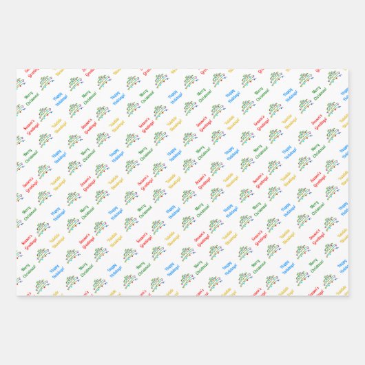 Gepersonaliseerd Elegant "Vrolijk Kerstfeest" & ke Inpakpapier Vel (Voorkant 3)