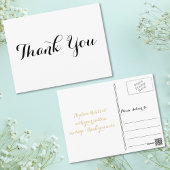 Gepersonaliseerd Elegant Zwart Script Wit Dank u Briefkaart