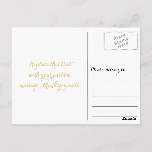 Gepersonaliseerd Elegant Zwart Script Wit Dank u Briefkaart (Achterkant)