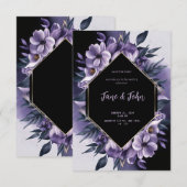 [Gepersonaliseerd] Elegante Paarse bruiloft uitnod Kaart (Voorkant / Achterkant)