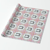 Gepersonaliseerd Elegante Plaid Groene Roze Naaima Cadeaupapier (Uitgerold)