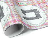 Gepersonaliseerd Elegante Plaid Groene Roze Naaima Cadeaupapier (Rol Hoek)