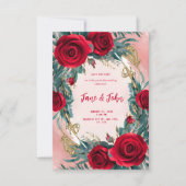 [Gepersonaliseerd] Elegante rode bruiloft uitnodig Kaart (Voorkant)