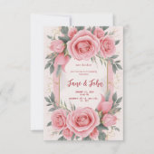 [Gepersonaliseerd] Elegante roze bruiloft uitnodig Kaart (Voorkant)