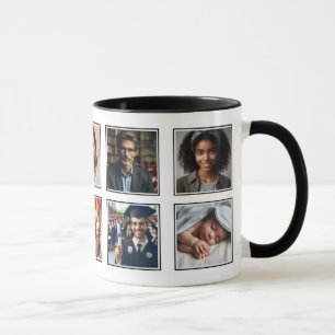 Gepersonaliseerd Elegante tien foto collage zwart  Mok