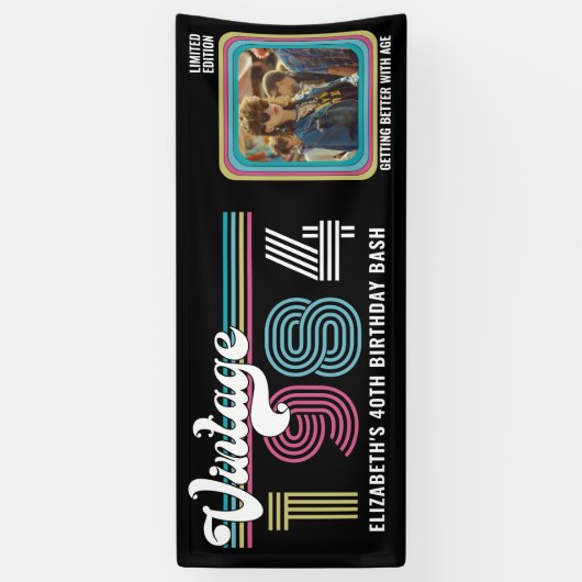 Gepersonaliseerd Elke leeftijd foto Verjaardag Co Spandoek (Verticaal)