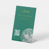 Gepersonaliseerd Emerald Quinceanera QR Code Cash Reclamebord Met Voetstuk (Voorkant)