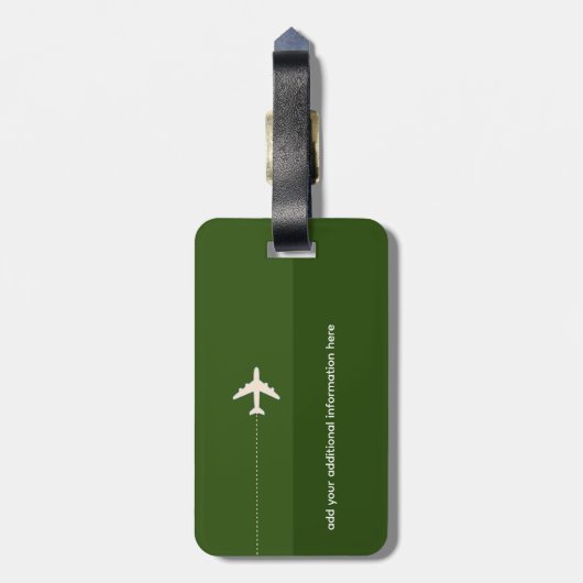 Gepersonaliseerd en elegant groen Bagagelabel (Achterkant verticaal)