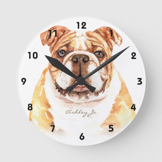 Gepersonaliseerd Engels Bulldog Square of Ronde Klok (Voorkant)