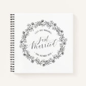 Gepersonaliseerd enkel getrouwd Floral | Guestbook Notitieboek (Voorkant)