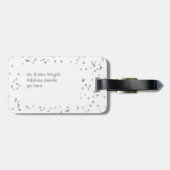 Gepersonaliseerd enkel trouwde Silver Confetti Bagagelabel (Achterkant horizontaal)
