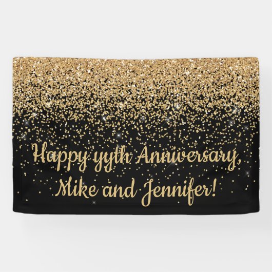 Gepersonaliseerd Enterprise Jubileum Party Black G Spandoek (Horizontaal)