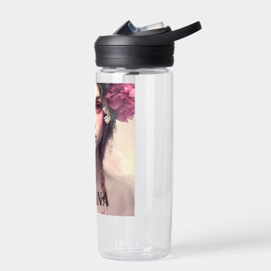 Gepersonaliseerd etherisch meisje met roze sproete waterfles (Links)