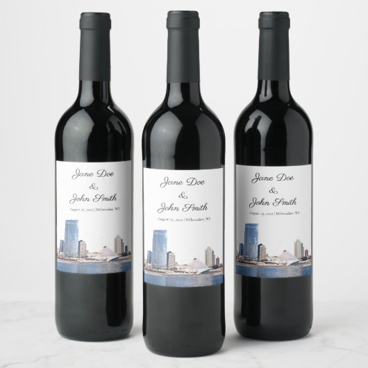 Gepersonaliseerd etiket van Milwaukee Skyline Wine (Flessen)