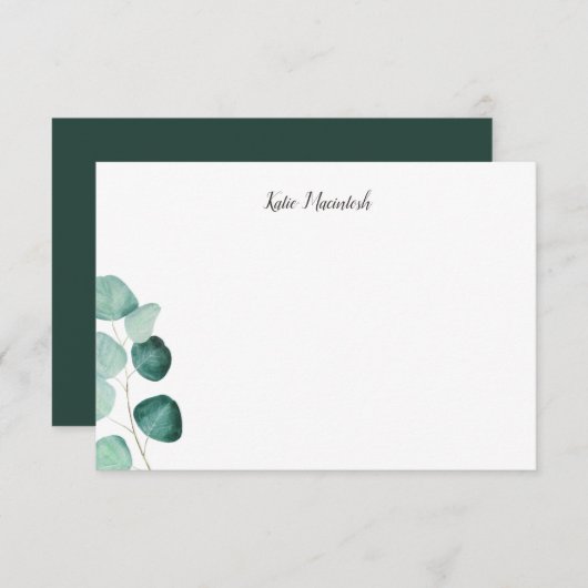 Gepersonaliseerd eucalyptus briefpapier bedankkaart (Voorkant / Achterkant)