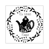 Gepersonaliseerd Ex Libris bloementheepot Rubberstempel (Afrduk)